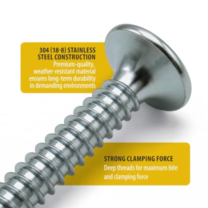 BCP Fasteners #8 x 1/2" Stainless Steel Flat Head Wood Screws, 100 Pack - size: #8 x 1/2"