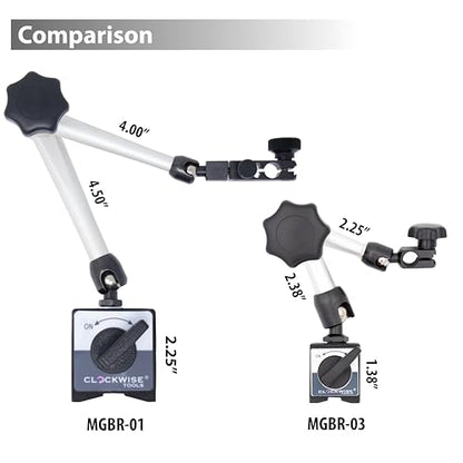 Clockwise Tools Magnetic Base, MGBR-01, Magnetic Stand for Digital Dial Indicators, 176lbs Max Pull - style: MGBR-01 Adv