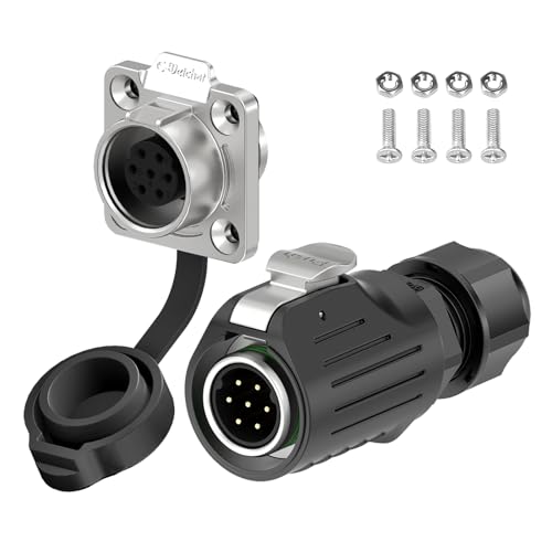 EW-LP16 Industrial Waterproof Connector IP68 Quickly Plugging Aviation Connector Anti-Interference Circular Connector Fast Release Electrical Connector M16 2-9 Pin Flange Socket (7 Pin) - color: Flange Socket/Metal, size: 7 Pin