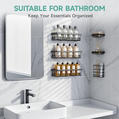Veken Shower Caddy 6-Pack, Bathroom Organizers and Storage Shelves, Black - color: Black