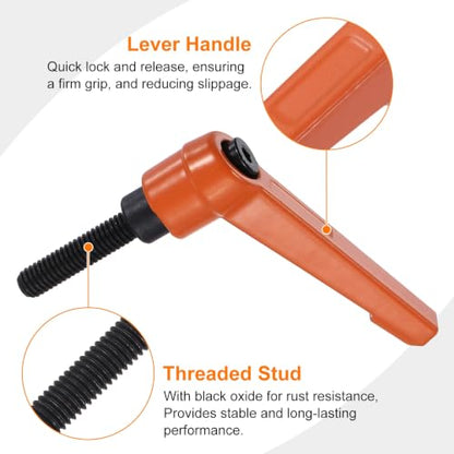 uxcell Clamping Lever Handles for Lathe, M6x25mm Male Thread Orange - size: M6x25mm