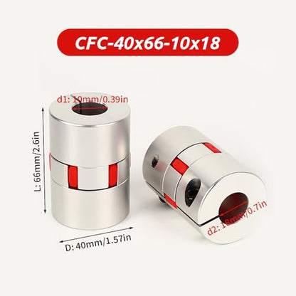 10mm to 18mm Plum Flexible Shaft Coupling, Diameter 40mm Length 66mm Aluminium Motor Connector Flexible Spider Coupler for 3D Printer CNC Machine Servo Stepped Motor - size: CFC-40x66-10x18