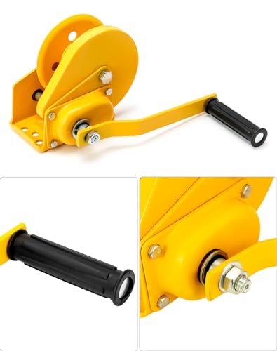 QWORK Manual Crank Winch 1200lbs Load – Two‑Way Lock Gear for Boat Trailer, ATV & Utility Pulling, 2 Pack - size: 2 Pcs