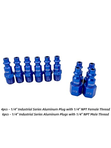 1/4-inch air hose fittings,air compressor quick connect fittings,15 Pieces Air Coupler and Plug Kit,Heavy Duty Aluminum,Lightweight Connector Set,Blue - color: Blue
