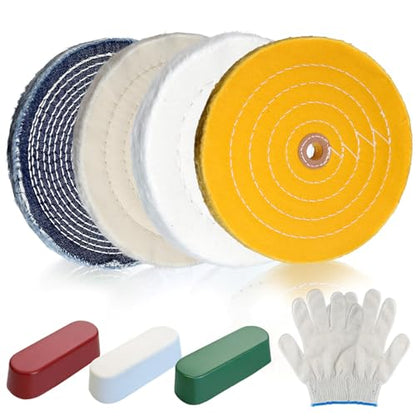 8Pcs 8 Inch Polishing Buffing Wheel Kit for Bench Grinder - size: 8 Inch