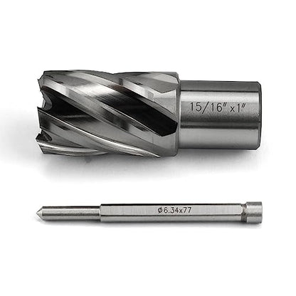 Annular Cutter JESTUOUS 15/16 Inch Cut Dia 3/4 Weldon Shank 1 Cut Depth
