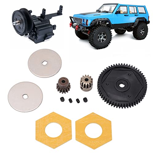 Metal 56T Spur Gear, Small Lightweight Gear Set with 13T 15T Gears for Axial SCX10 RC Crawler Car, Strong Wear (Black) - color: Black
