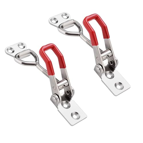 Toggle Clamp 4001 2PCS, 304 Stainless Steel Heavy Duty Latch for Woodworking & Metalworking,Adjustable Quick Release Pull Latch 250LBS Capacity, Quick Release Toggle Clamps (Red)
