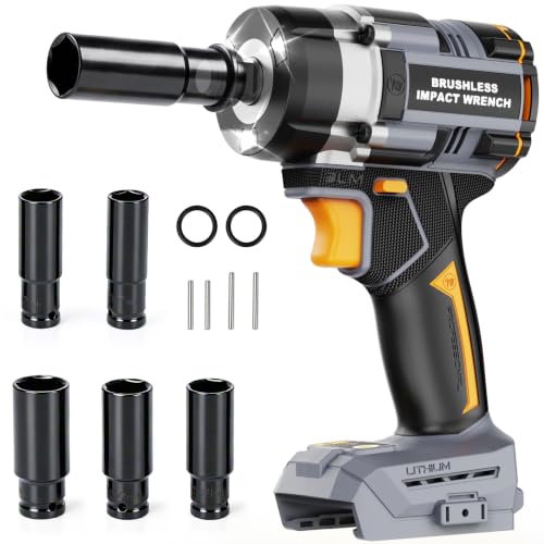 1/2" Cordless Impact Wrench 750 Ft-lbs Compatible with DeWalt 20V Battery