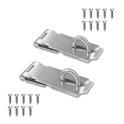 Door Locks Hasp Latch, 5 Inch Stainless Steel Safety Packlock Clasp Hasp Lock Latch, Extra Thick Gate Lock Hasp with Screws Brushed Finish 2 Pack (5inch) - color: Silver, size: Straight 5 Inch