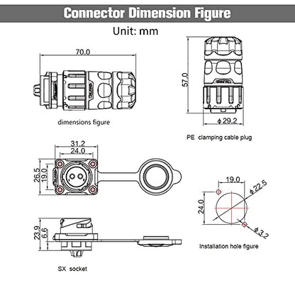 2 Pin Aviation Plastic Waterproof Electrical Connector for Industrial, Power, Indoor, and Outdoor Wire Connections - style: 2PIN