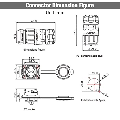 2 Pin Aviation Plastic Waterproof Electrical Connector for Industrial, Power, Indoor, and Outdoor Wire Connections - style: 2PIN