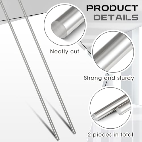 2 Pcs 304 Stainless Steel Rod 3/8''(10 mm) Diameter 24'' (610 mm) Length - size: 24'' (610 mm)