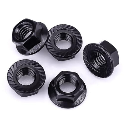 #8-32 Hex Head Serrated Flange Nuts, 304 Stainless Steel 18-8 Hexagon Head Flange Nuts for Home Automotive DIYer, Black Oxide Finish, Hex Drive, 50 PCS - size: #8-32