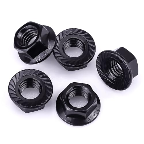 5/16"-18 Hex Head Serrated Flange Nuts, 304 Stainless Steel 18-8 Hexagon Head Flange Nuts for Home Automotive DIYer, Black Oxide Finish, Hex Drive, 50 PCS - size: 5/16"-18
