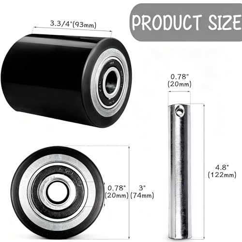Pallet Jack Load Wheels Replacement Kit 3"x3.75" (Black,1 Pair) - color: Black-1 Pair