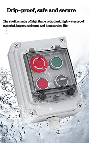 Red Stop Green Start Momentary Push Button Box IP67 22mm with Safety Cover - color: Red/green instantaneous switch box