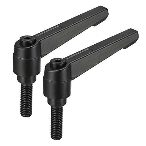 uxcell M8 x 25mm Handle Adjustable Clamping Lever Thread Push Button Ratchet Male Threaded Stud Knobs Rotating Screw Handles Bolts with Locking Lever Black 2pcs - size: M8x25mm