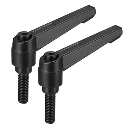 uxcell M8 x 25mm Handle Adjustable Clamping Lever Thread Push Button Ratchet Male Threaded Stud Knobs Rotating Screw Handles Bolts with Locking Lever Black 2pcs - size: M8x25mm