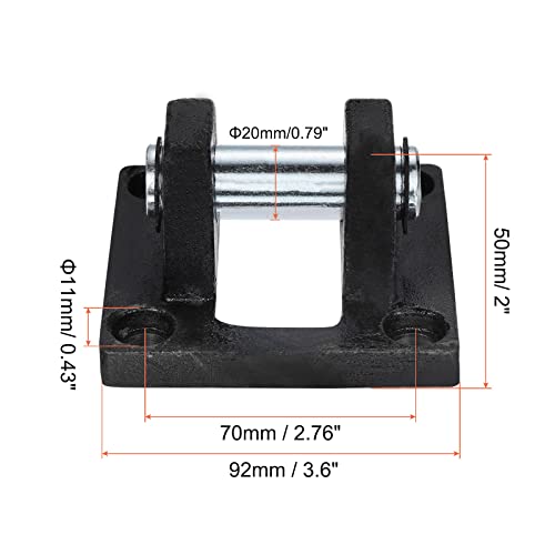 PATIKIL 92x92x50mm Air Cylinder Pneumatic Rod Pivot Clevis Mounting Bracket Rear Mount Part, Black - size: 92 x 92 x 50mm