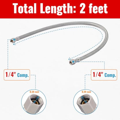 SUNGATOR 2 FT Refrigerator Water Line, 1/4" Comp x 1/4" Comp Ice Maker Hose - size: 2 Feet
