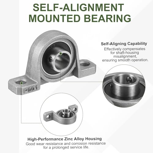 uxcell KP001 Pillow Block Bearing 7/16" (12mm) Zinc Alloy Steel 4Pcs - size: KP001 (7/16" Bore)