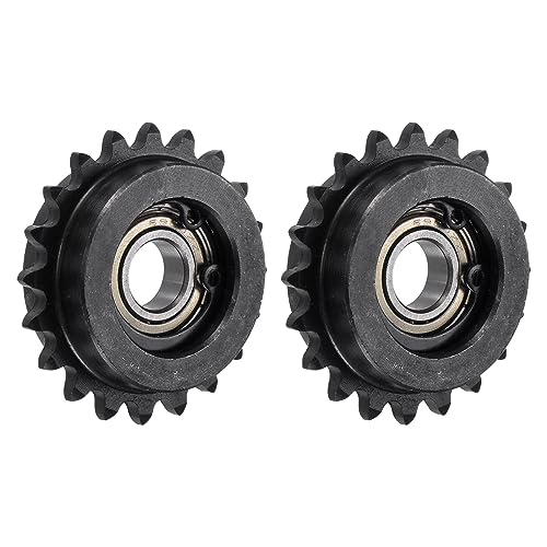 uxcell #25 Chain Idler Sprocket, 10mm Bore 1/4" Pitch 20 Tooth Sprocket Tensioner, C45 Carbon Steel 25 Roller Chain Sprocket with Bearing for ISO 04C Chain, 2Pcs - size: 33mmx10mm