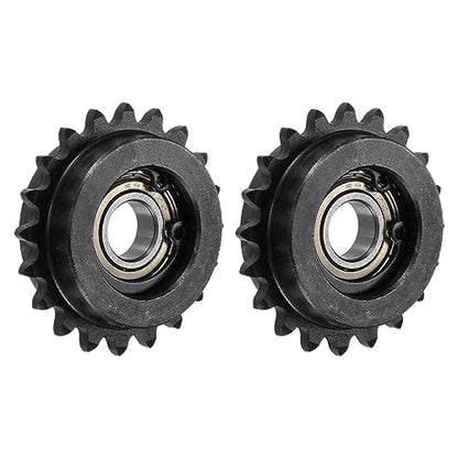 uxcell #25 Chain Idler Sprocket, 10mm Bore 1/4" Pitch 20 Tooth Sprocket Tensioner, C45 Carbon Steel 25 Roller Chain Sprocket with Bearing for ISO 04C Chain, 2Pcs - size: 33mmx10mm