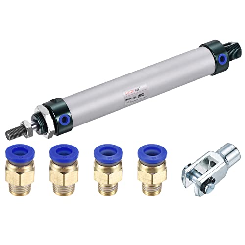 MECCANIXITY Pneumatic Air Cylinder Double Action MAL25X125 25mm Bore 125mm Stroke with Y Connector and 4Pcs Quick Fitting Set - size: 25X125 mm