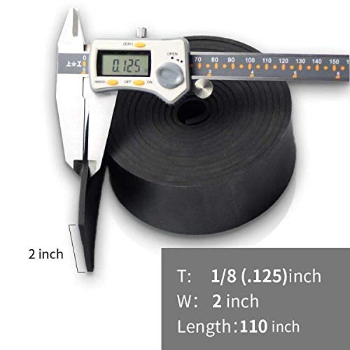 DOBTIM Neoprene Rubber Strips 1/8 (.125)" Thick X 2" Wide X 110" Long, Solid Rubber Rolls Use for Gaskets DIY Material, Supports, Leveling, Sealing, Bumpers, Protection, Abrasion, Flooring, Black - size: 2" X 110", style: .125" thick (No Adhesive）