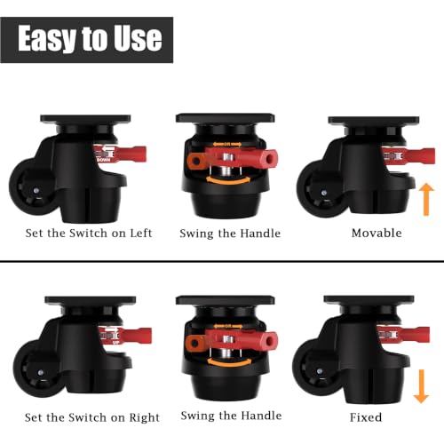 Leveling Casters Wheels Set of 4, Heavy Duty 2200LBS Load, 2 Inch