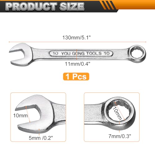 HARFINGTON Metric Combination Wrench, 10mm Open End & 15-Degree Offset - size: 10mm
