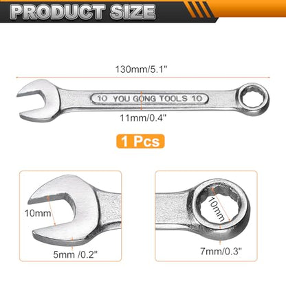 HARFINGTON Metric Combination Wrench, 10mm Open End & 15-Degree Offset - size: 10mm