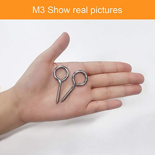 Pack of 20 Metal Hooks, 304 Stainless Steel Screw Eyes, Self-Tapping Eye Bolts, Pending Lights and Wires, Strong Indoor and Outdoor Use - size: 20 Pack - 2"