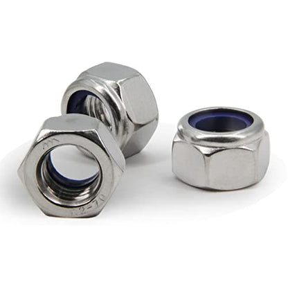 M16 x 2mm Pitch 304 Stainless Steel Self-Locking Hex Lock Nuts, Nylon Insert LockNuts Silver Metric Self Clinching Hex Lock Nuts for Hardware Parts, 20pcs/Pack (M16-20pcs) - size: M16-20pcs
