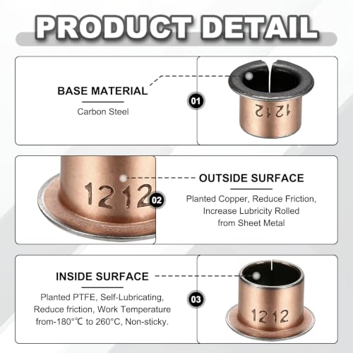 uxcell 40Pcs Flanged Sleeve Bearing, 12mm Bore x 14mm OD x 12mm Length - size: 12×14×12mm