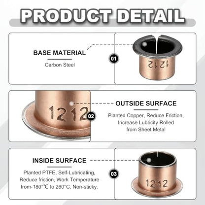 uxcell 40Pcs Flanged Sleeve Bearing, 12mm Bore x 14mm OD x 12mm Length - size: 12×14×12mm