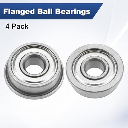 M METERXITY 4-Pack F694ZZ Flanged Ball Bearing, 4 x 11 x 4mm Double Metal Shielded Chrome Steel (GCr15) Flange Rip Bearings for Wheelbarrow/Printer/Fax Machines/Power Tools - size: 4mm x 11mm x 4mm