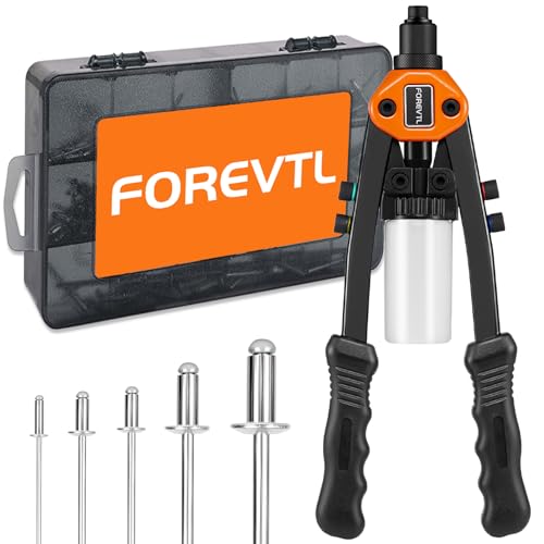 1/4 Rivet Gun Kit with 210pcs Blind Pop Rivets & 5 Rivet Heads
