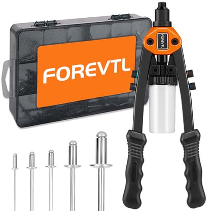1/4 Rivet Gun Kit with 210pcs Blind Pop Rivets & 5 Rivet Heads