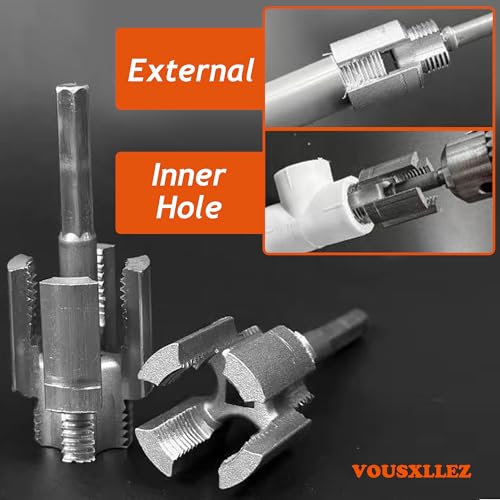 Pipe Thread Cutting Tool Integrated Internal and External,Pipe Threading Tool, Pvc Pipe Threader for 1/2'' 3/4'' 1'' Dies, Electric Drill Compatible Threading Tool (2PCS)