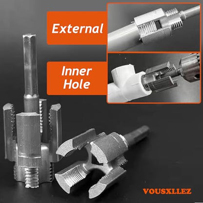 Pipe Thread Cutting Tool Integrated Internal and External,Pipe Threading Tool, Pvc Pipe Threader for 1/2'' 3/4'' 1'' Dies, Electric Drill Compatible Threading Tool (2PCS)
