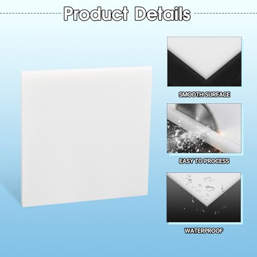 Hdpe Sheet 5/16 Inch Thick, 6" x 6" High Density Polyethylene Board, Thick Plastic Sheet for Craft, Plastic Cutting Board, Heavy Duty Industry - size: 6" X 6", style: 5/16" Thick
