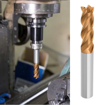 5 Pcs Tungsten Carbide End Mills Set - 1/8" 3/16" 1/4" 5/16" 3/8", 4 Flutes CNC Milling Cutters for Hardened Steel, Alloy Steel, Cast Iron (AlTiN TiSiN Coated) - size: 3-5-6-8-10mm, style: 5Pcs