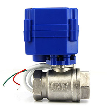U.S. Solid Motorized Ball Valve- 1/2" NSF Certified 304SS Ball Valve with Full Port, 9-24V DC and 2 Wire Reverse Polarity Normally Closed - size: 1/2 inch