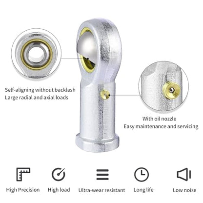 2Pcs PHSB8 Rod End Bearing 1/2 Inch Bore Pre-Lubricated 1/2-20 Female Thread Right Hand Heim Joint with Jam Nuts - size: 1/2, style: Right Hand
