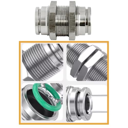 2Pcs Bulkhead Union 1/2" x 1/2" Tube OD Push to Connect Tube Fitting - size: 1/2" OD