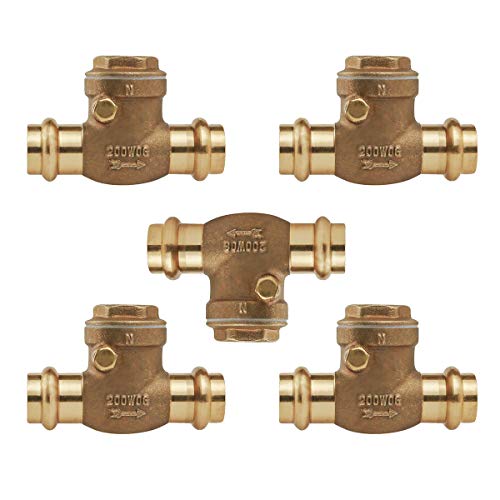 Midline Valve 622S234-5 Swing Check Valve, Backflow Prevention, Lead Free, 1/2 in. Press Connections, Cast Brass (5 Pack) - size: 1/2 in., style: 5 Pack