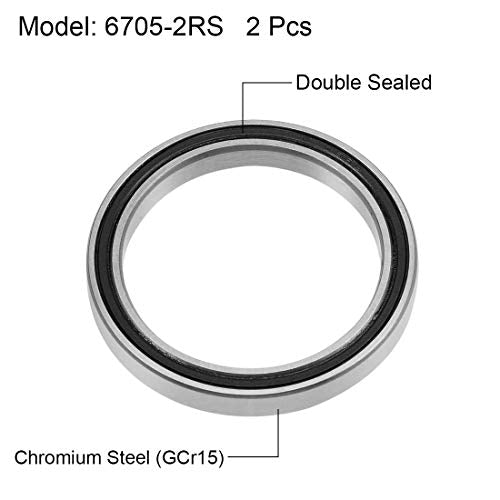 uxcell 6705-2RS Deep Groove Ball Bearings Z2 25mm x 32mm x 4mm Double Sealed Chrome Steel 2pcs - size: 25x32x4mm