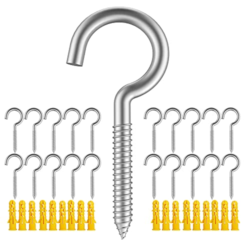 Pack of 20 Metal Eye Screws, 304 Stainless Steel Hooks, Self-Tapping Eye Ring Bolt, Strong Indoor (2-3/4") - size: 2-3/4"X20PCS